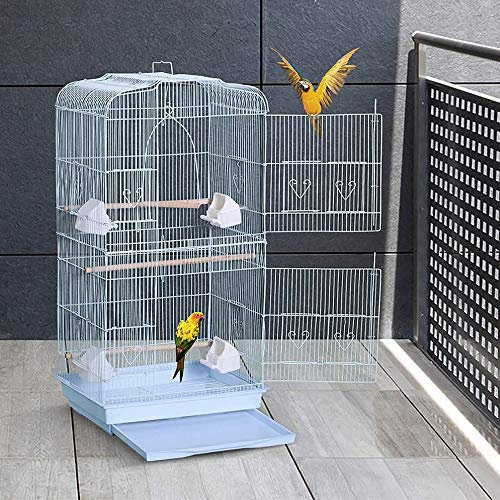 OHMG Tragbarer Vogelkäfig, Voliere, Vögel, für Kanarienvögel, Wellensittiche, mit abnehmbarer Halterung, Griff, Voliere, Vögel, Innen- und Außenbereich, Papageien/Parakeet/Nymphensittiche, 46 x 36 x