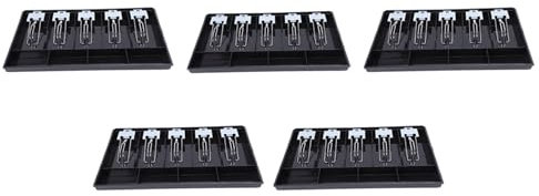 Guihydur 5 x 5 rejillas de plata contando monedas de repuesto bandeja reemplazo cajón de almacenamiento registro bandeja caja clasificar tienda