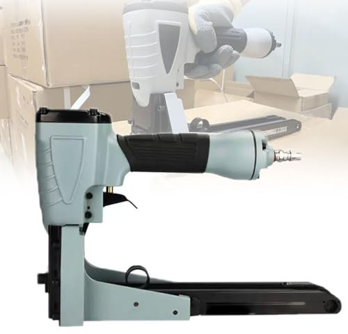 Pneumatic Packaging Nail Gun, Portable Air Stapler Machine with Plastic Storage Box, Air Pressure 6-8kg, 100pcs Binding Capacity, Sealing Machine for Carton, Leather Box, Plastic Box