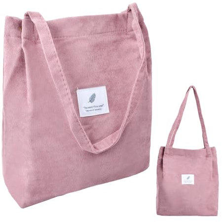 Amexo Cordtaschen Damen Umhängetasche Cord Vintage Handtasche Canvas Tasche Damen für Alltag Büro Schulausflug und Einkauf (Lila)
