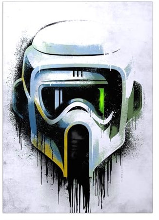 Displate Offiziell Star Wars MetallPoster Magnetische Befestigung Inklusive Lizenziert Bilder Hochwertiges Poster Helmets Graffiti - Scout Graffitti Helmet Poster Gr��e - 45 cm x 32 cm