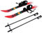 kiskick Schneeski und Stöcke, niedrige Widerstandsfähigkeit, Ski-Boards für Kinder, Anfänger, leicht, stabil, sichere Kinder-Skiausrüstung, Hinterhof-Ski-Set mit weihnachtlichem Muster, verstellbare