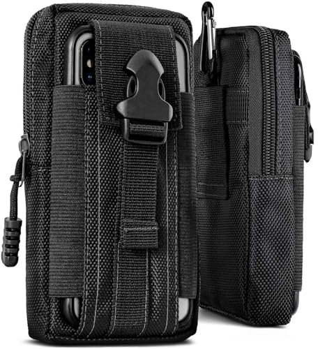 ONEFLOW Survival Case für Nubia RedMagic 10 Pro/10 Pro+ Handy Gürteltasche aus Nylon mit Karabiner, Taktische EDC Tasche mit Gürtel Halterung, Etui Handyhülle Outdoor Handytasche, Schwarz