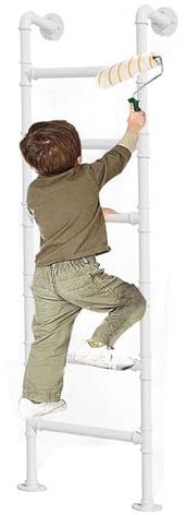 Wrought Iron Fire Escape Ladder 8 Rung Basement Climb Loft Bunk Bed Ladder 150 cm White Height Entrance Egress Ladder