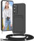 Vauki Handyband Silikon Hülle für Samsung Galaxy S20 FE mit Band, Handyhülle mit Kartenfach, Abnehmbar Einstellbar Kordel Kette zum Umhängen, Stoßfeste Schutzhülle Case für Schnur (Schwarz)