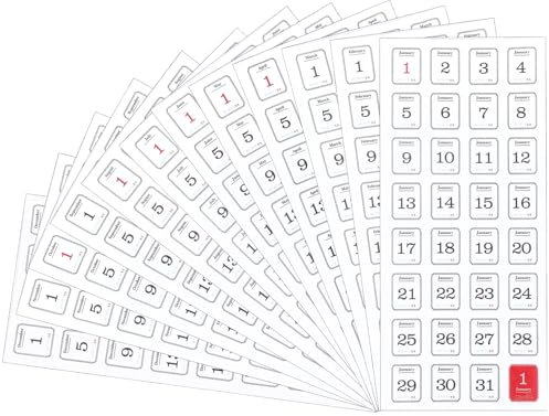 HJZHII 12 Monatskalender-Zahlenaufkleber, Datumsaufkleber Für Planer 365 Tagesplaner-Zahlenaufkleber Dekoratives Zubehör Zum Anpassen Undatierter Planer Kalender Notizbücher