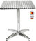 Hochwertiger Bistrotisch aus Aluminium, Eckiger Aluminiumtisch Wetterfest für Garten, Balkon und Terrassen – T60xB60xH72cm / Pflegeleichter Gartentisch mit Standfüßen – Silber glänzend Tischplatte