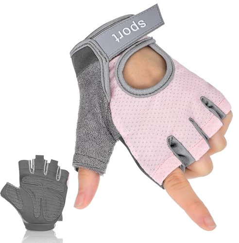 Xinjoduz 1 Paar Gym Handschuhe Damen, Rosa rutschfestes Sporthandschuhe Damen Atmungsaktive Fitness Handschuhe Gewichtheberhandschuhe für Herren Gym Übung Krafttraining Gewichtheben