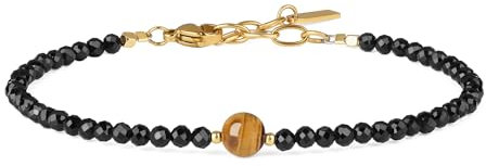 COAI Schwarzer Turmalin Armband mit AAA Tigerauge Perlen für Damen Frauen