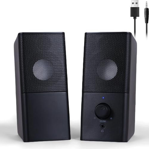 ottosing H21 - Altavoces clásicos de computadora para PC de Escritorio, Sonido estéreo Completo, Alimentado por USB, Altavoz para Juegos con Multimedia Auxiliar de 3.5 mm para computadora portátil