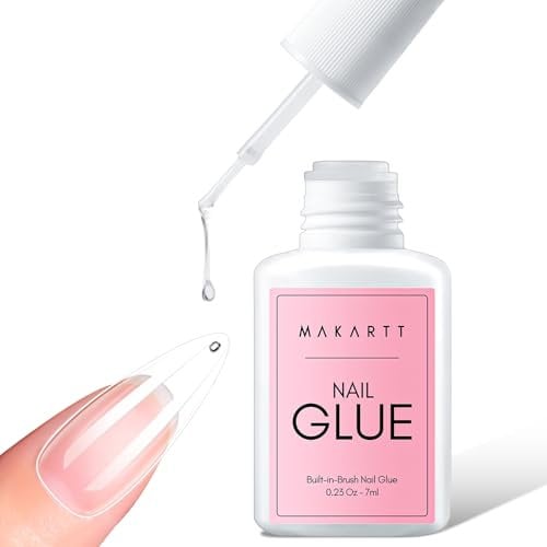Makartt Colle Faux Ongles Extra Forte avec Pinceau, 7ml Colle Ongle Professionnelle pour Ongles Acryliques, Faux Ongles ou Ongles Cassés, Nail Glue Longue Tenue pour Usage en Salon