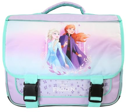 Bagtrotter - Cartable Scolaire 38 cm - Disney La Reine des Neiges - Violet - Rabat Réversible, 2 Compartiments, Dos & Bretelles Matelassés, Fond Renforcé - Primaire - Licence Officielle Disney Frozen
