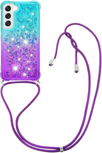 VooDirop Handykette Handyhülle kompatibel mit Samsung Galaxy S10e Hülle Gradient Glitzer Flüssig Hülle mit Band Kette Schutzhülle Weiche Flexible Transparent TPU Stoßfest Case Cover