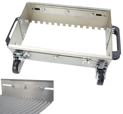 WHIPIN Adjustable Notched Trowel Mortar Comb, Stainless Steel Tile Adhesive Notched Trowel, Mortar Comb with Wheels, 60/80cm Tile Flat Ash Device, for Floor/Wall Tiling Groove Design(60cm/23.62in)