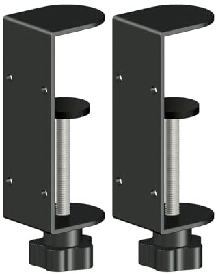 Jhanw Confezione da 2 morsetti a C resistenti da 2,5 cm per scrivania e tavolo, gamma di serraggio da 7-10 cm, 2 fori di montaggio, morsetti per banco da lavoro in metallo (10 cm)