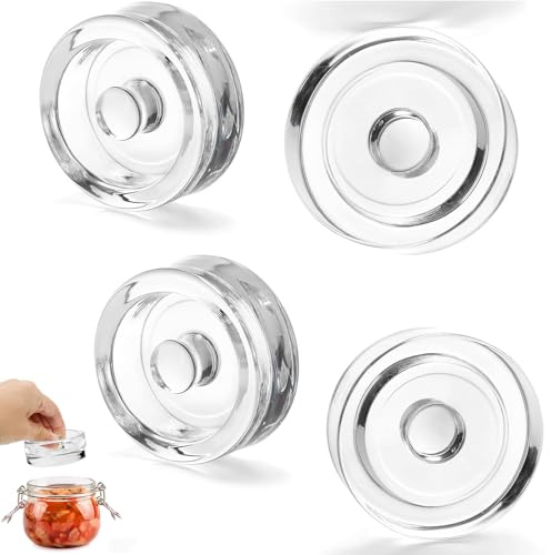 LCSHENGMIN Fermentiergewichte, 4 Stück Fermentation Glas Gewichte, Gurken Einmachglas Gewicht, Fermentation Glasgewichte Ø 7cm, Glasgewichte für Gärung mit Breiter Öffnung