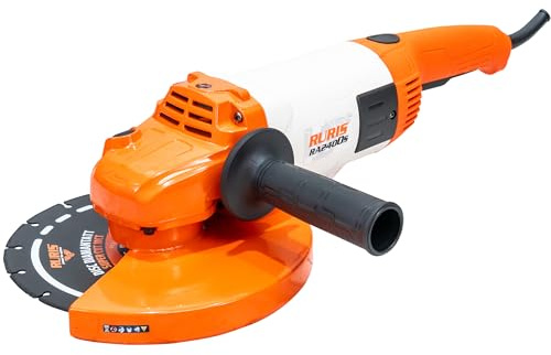 RURIS Elektrischer Winkelschleifer RA2400S 2400W, Scheibe 230 mm, Soft Start, verstellbarer Softgrip-Griff, leistungsstarkes Werkzeug zum Schneiden und Schleifen von Metall, Beton, Stein, Holz