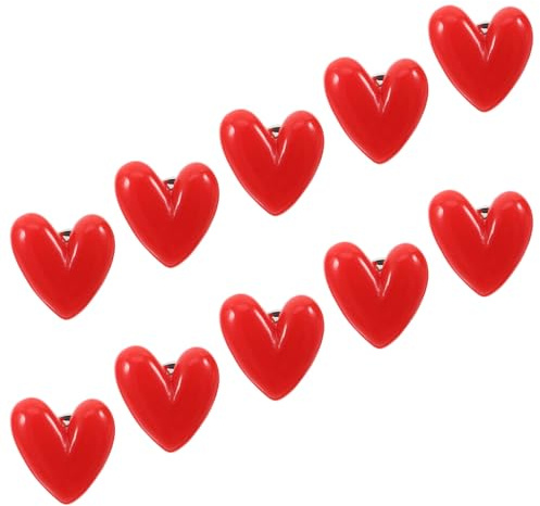 TOYANDONA 10 Stück Rote Herzbroschen aus Harz Kleine Anstecknadeln für Kleidung Jacken und Rucksäcke Valentinstag Schmuck für Damen und Herren