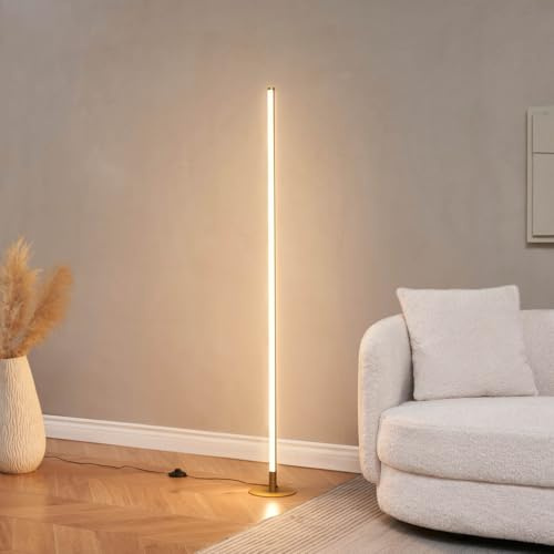 KOSILUM – Stehleuchte Gold Design LED minimalistisch integriert 150 cm – Sloane – Licht warmweiß Beleuchtung Wohnzimmer Schlafzimmer Küche Flur – 2000 lm – integrierte LED – IP20