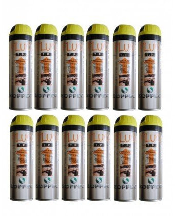 Lot de 12 bombes Soppec traceur de chantier fluo Jaune 500 ml