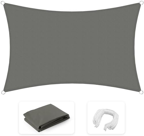 jarolift Sonnensegel Rechteckig, Wasserabweisend, Sonnenschutz Sichtschutz für Terrasse Garten Balkon, Polyestergewebe 500 x 400 cm,Anthrazit