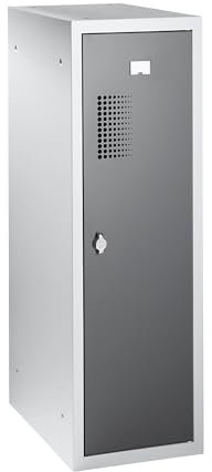 QUIPO eurokraft | Basic | Kombi-Schließfachschrank | Einzelmodul | lichtgrau/basaltgrau | Breite 300 mm | Drehriegel