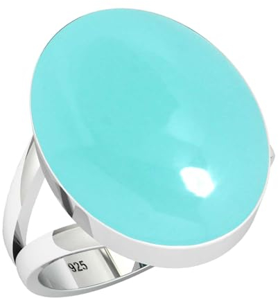 Jeweloporium 925 Silber Ringe für Damen Aqua Chalcedon mit Stein Handgefertigt Silber Ringe Größe 62(19.7) Valentinstag - Geschenk Mode Schmuck
