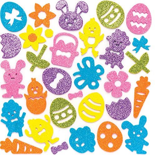 Baker Ross Glitzernde Moosgummi-Aufkleber „Ostern“ (100 Stück) – für Kinder zum Basteln und Gestalten zu Ostern