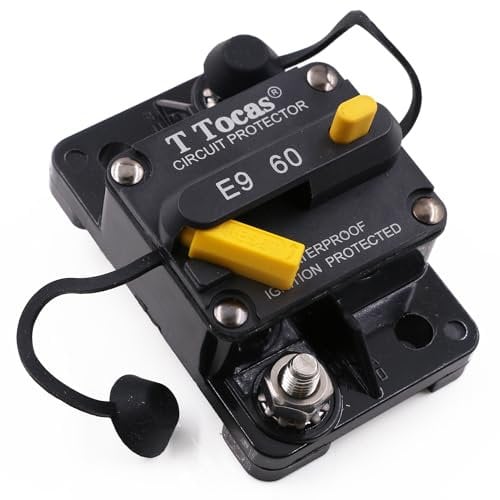 T Tocas 60 Amp 12V- 48V DC Disjoncteur de voiture commutable réinitialisation manuelle pour Le bateau Moteur à tambour Marin RV Caravan Pièces du système solaire 60A