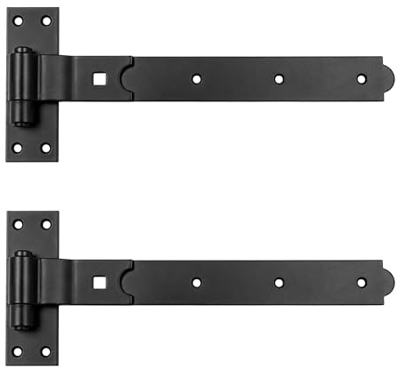 Merriway BH06854 (2 Pcs) Gate Hinges Heavy Duty Hook and Band Cranked Necked Black 450mm (18 Inch) - Pack of 2 Pieces