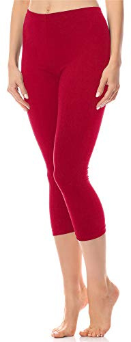 Antié Damen Leggings 3/4 aus Baumwolle AN60-101(Rot,S)