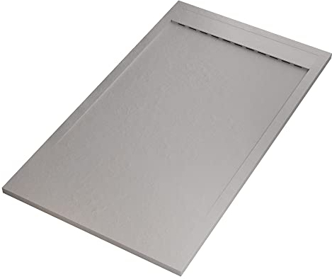 Receveur de douche Prestige effet pierre grille latérale en teinte gris clair 90x140