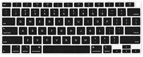 Se7enline compatible with MacBook Air 13 inch 2024 2023 2022 2021 2020 2019 2018 Keyboard Cover M1 A2337/A2179 Soft Silicone Protective Skin Protector for MacBook Air 13-inch Touch ID US Layout, Black