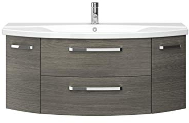 Pelipal FOKUS 4010 Bad Möbel Set (2 teilig) / Graphit Struktur, Keramikwaschtisch, Unterschrank