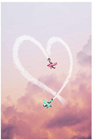 Bilderwelten Glasbild - Jonas Loose - Herz mit Flugzeugen 120 x 80cm