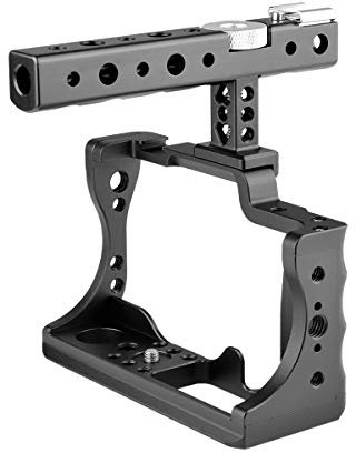 Estabilizador de jaula de cámara de vídeo de aluminio para Canon EOS M50 con mango superior agarre múltiple 1/4 3/8 tornillo de montaje (jaula con mango superior)