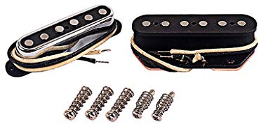 Alnicov Ensemble de micros de guitare Vintage silencieux pour micro manche et chevalet pour remplacement de pièces de guitare électrique de Style Tele Telecaster avec marque F