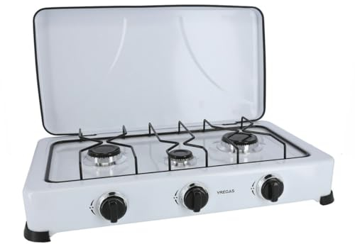 CUCINA GAS 3 FUOCHI C/COPERCHIO SMALTATO BIANCO