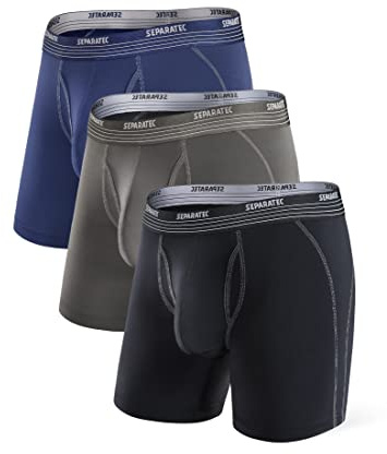 Separatec Mens Boxer Briefs Sports High Elastic Quick Dry Dual Pouch Men's Boxer Shorts Open Fly Boxers Functional Athletic Underwear for Men Multipack