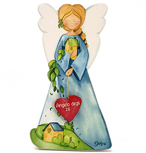 Angelo custode dedicato agli zii. Scopri tutti gli Angeli Custode di DEKORI ! Possibilità di appenderlo o appoggiarlo. Confezionato con scatola regalo.
