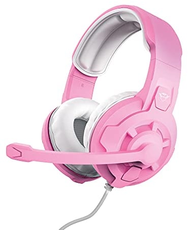 Trust Gaming GXT 411P Radius Cuffie Gaming Multipiattaforma per PC, PS5, PS4, Xbox, Nintendo Switch, Mobile, Over Ear, Jack Audio 3.5 mm, Controllo del Volume, Microfono Regolabile - Rosa