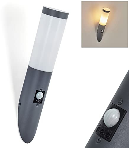 HOFSTEIN Außenwandleuchte Sessa, moderne Außenwandlampe mit Bewegungsmelder aus Metall/Kunststoff in Anthrazit/Weiß, Wandleuchte für Haustür, Terrasse, Hof, Eingangsbereich, E27, IP44