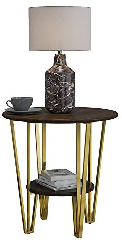 WOUY mesas Plegables Mesita, Industrial Mesa de café, Sofá Marco Redondo Tabla de Plancha, Sala de Estar, Dormitorio, Estable y Estructura Simple (Color : A)