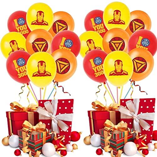 24pcs Superhelden Luftballons ZHUYUN-Iron Man Geburtstagsparty Supplies Birthday Party Dekorations für Kinder Ballon Geburtstags Deko bedruckt, rot, grün, blau, Latexballons, Geburtstag, Dekoration