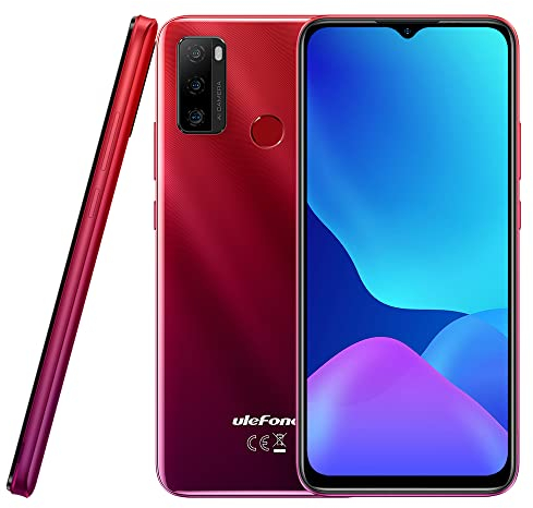 Téléphone Debloqué Ulefone Note 10P, 3Go RAM 128Go ROM, Triple Caméra 13MP, Smartphone Double SIM, 6,5'' HD+, 3 Emplacements pour Cartes, Android 11, Batterie 5500mAh, Empreintes Digitales Rouge