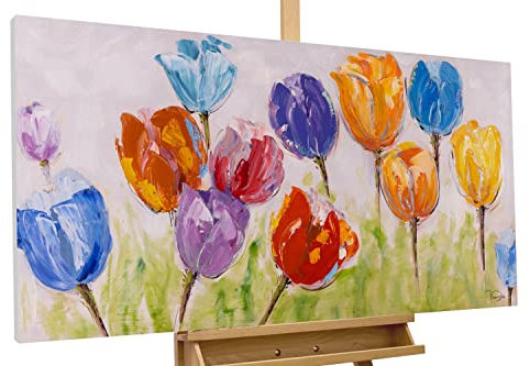 KunstLoft Leinwandbild | 100% HANDGEMALT | 120x60cm | Gemälde 'Flowers of Joy' | Blüten | Bunt | Wandbild Wohnzimmer