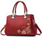 VARLIVOO Elegant Damen Handtaschen Stickerei Schultertaschen Frauen Umhängetasche Taschen Reisen Shopper Taschen Damen Taschen Crossbody Bag Arbeit Reisen PU Leder Rotwein C