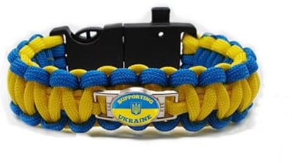 YIGEBAG Unterstützende ukrainische Flagge Paracord geflochtenes Armband Outdoor Survival (C)