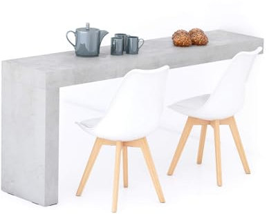 MOBILI FIVER, Evolution Esstisch 180 x 40, grauer Beton, mit einem Bein, Made In Italy