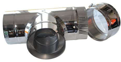 HST T-Stück Ofenrohr mit Klemmschelle Edelstahl Isoliert 150 mm ⌀ doppelwandig Pelletrohr Kaminrohr Rauchrohr Robustes Bogenrohr Ofen, Pelletöfen